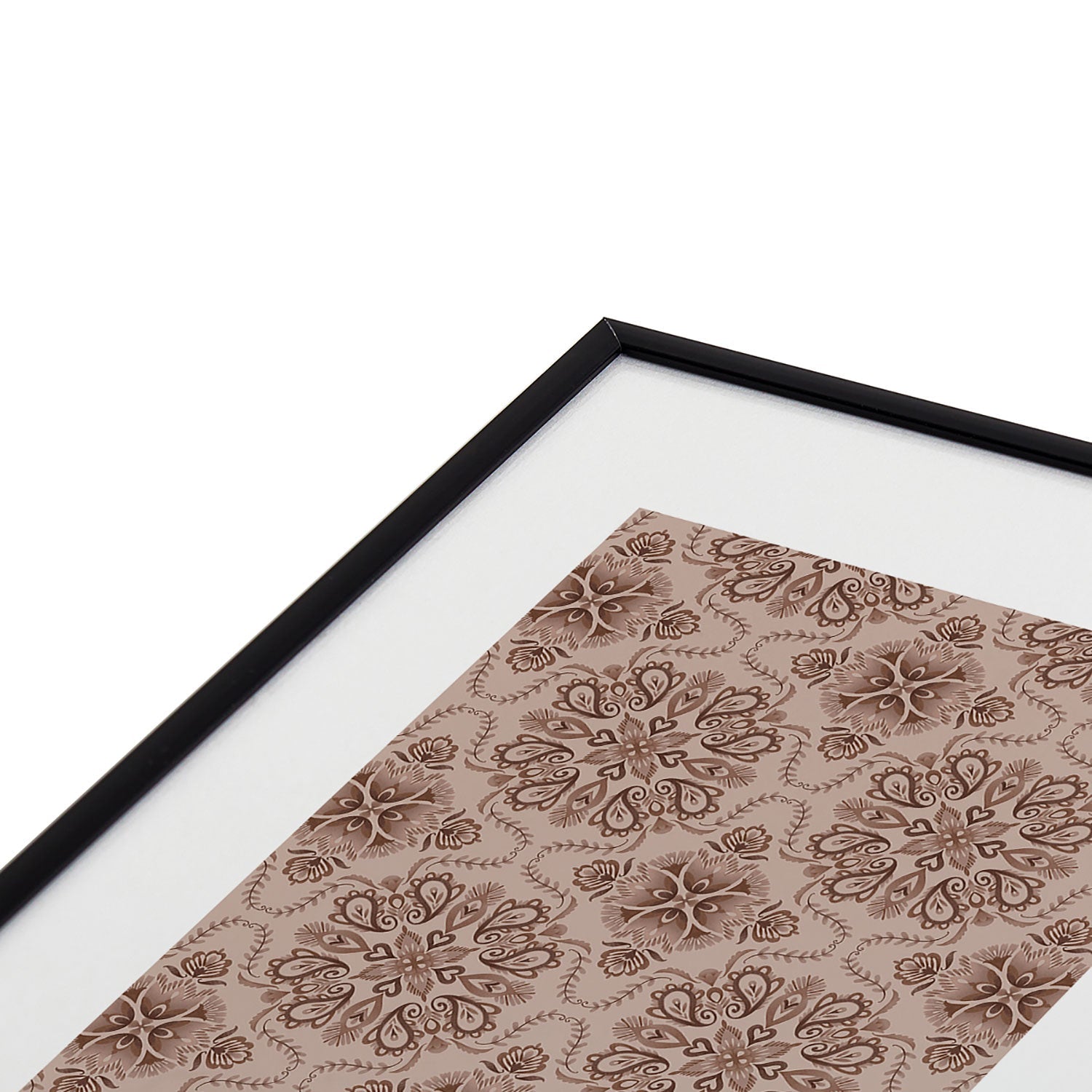 Pimlada Phuapradit Floral Tiles Light Brown Metal Framed Art Print