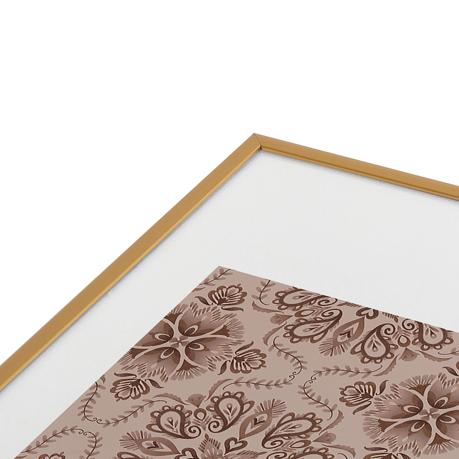 Pimlada Phuapradit Floral Tiles Light Brown Metal Framed Art Print