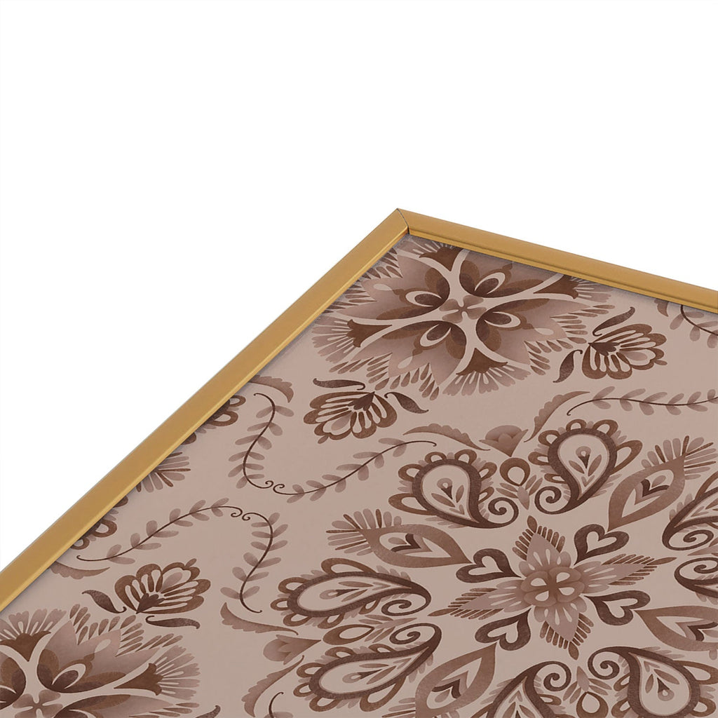Pimlada Phuapradit Floral Tiles Light Brown Square Metal Framed Art Print