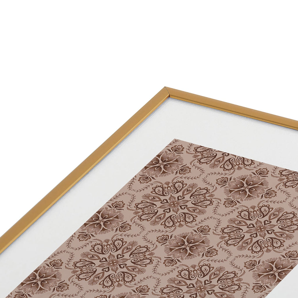 Pimlada Phuapradit Floral Tiles Light Brown Metal Framed Art Print