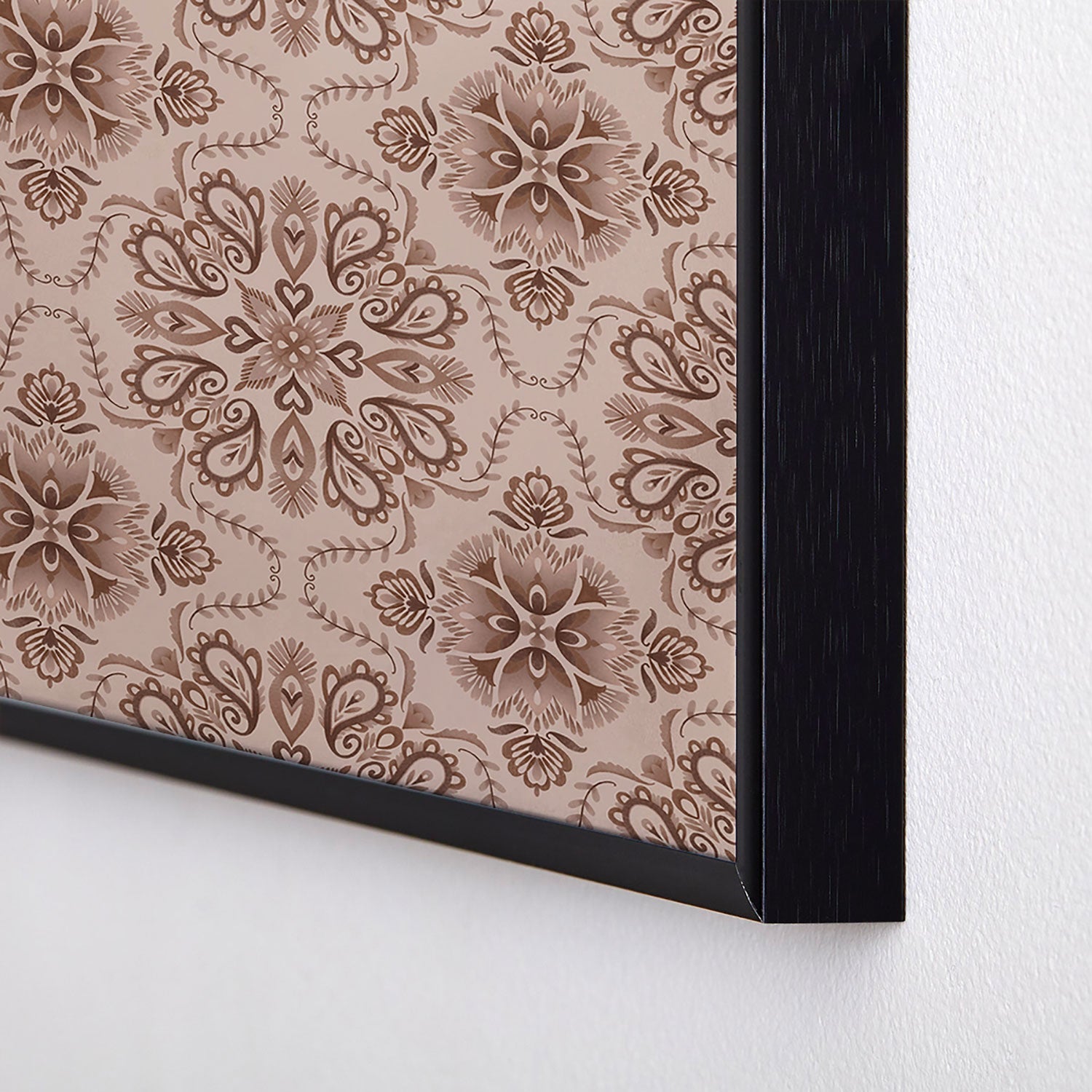 Pimlada Phuapradit Floral Tiles Light Brown Square Metal Framed Art Print