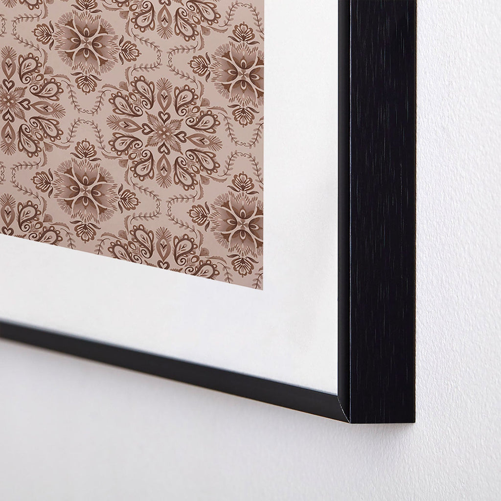 Pimlada Phuapradit Floral Tiles Light Brown Metal Framed Art Print