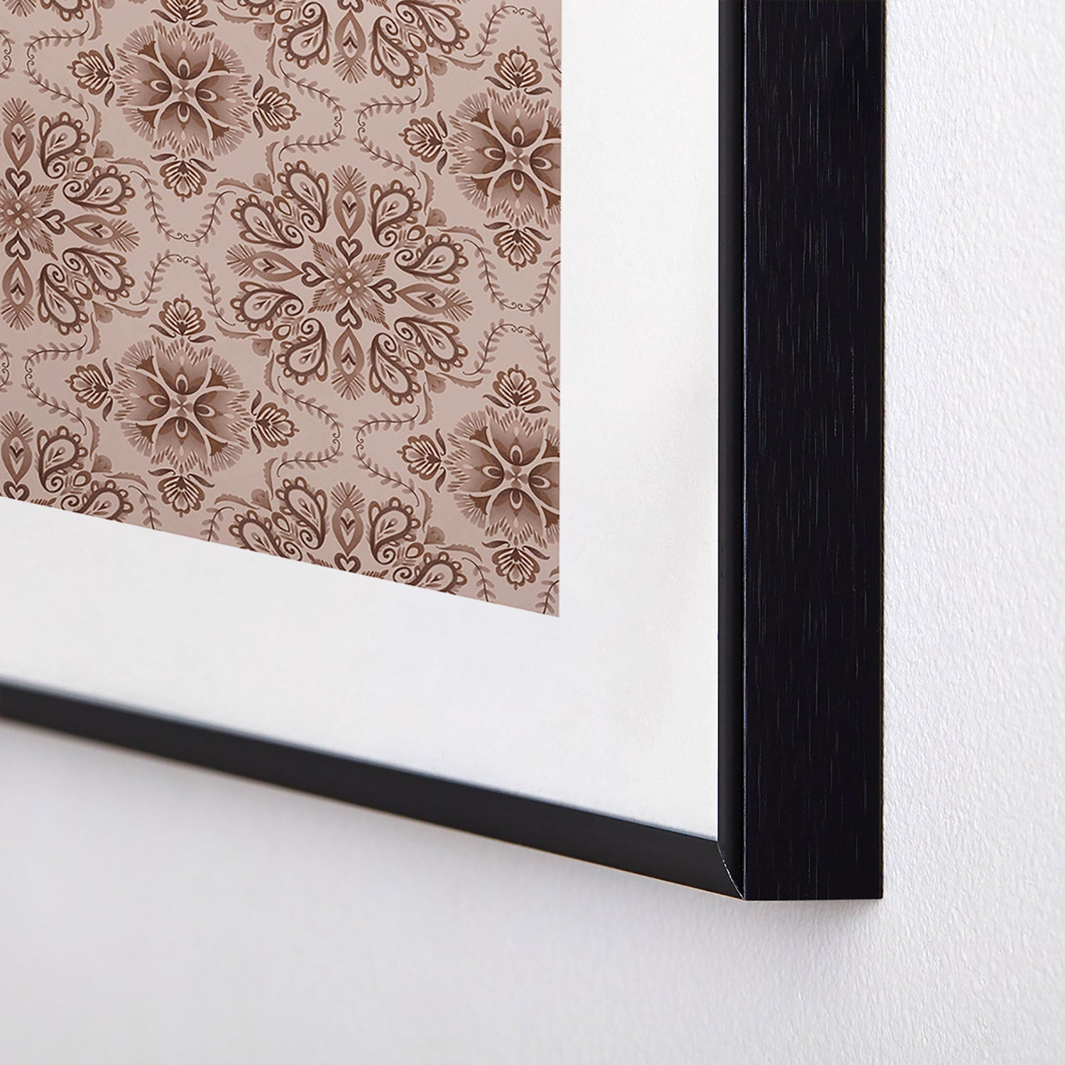 Pimlada Phuapradit Floral Tiles Light Brown Metal Framed Art Print