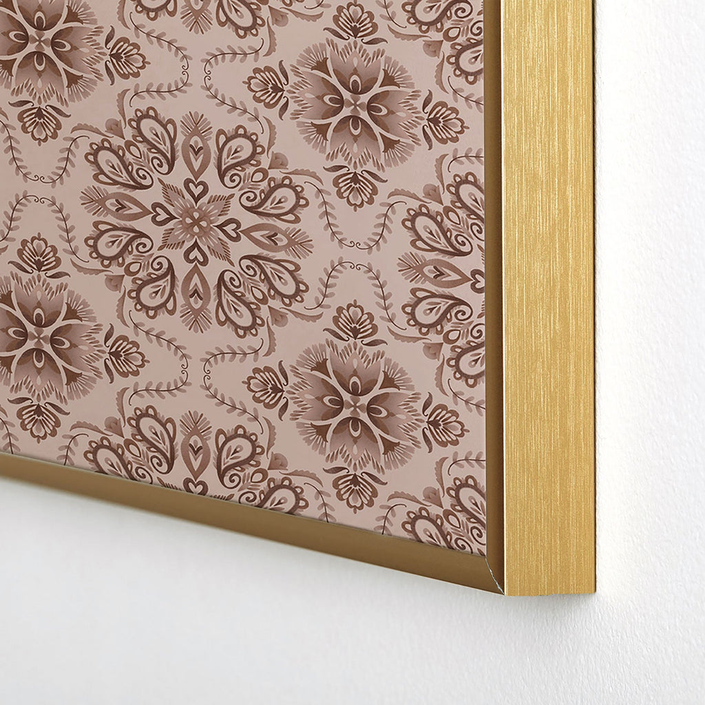 Pimlada Phuapradit Floral Tiles Light Brown Square Metal Framed Art Print