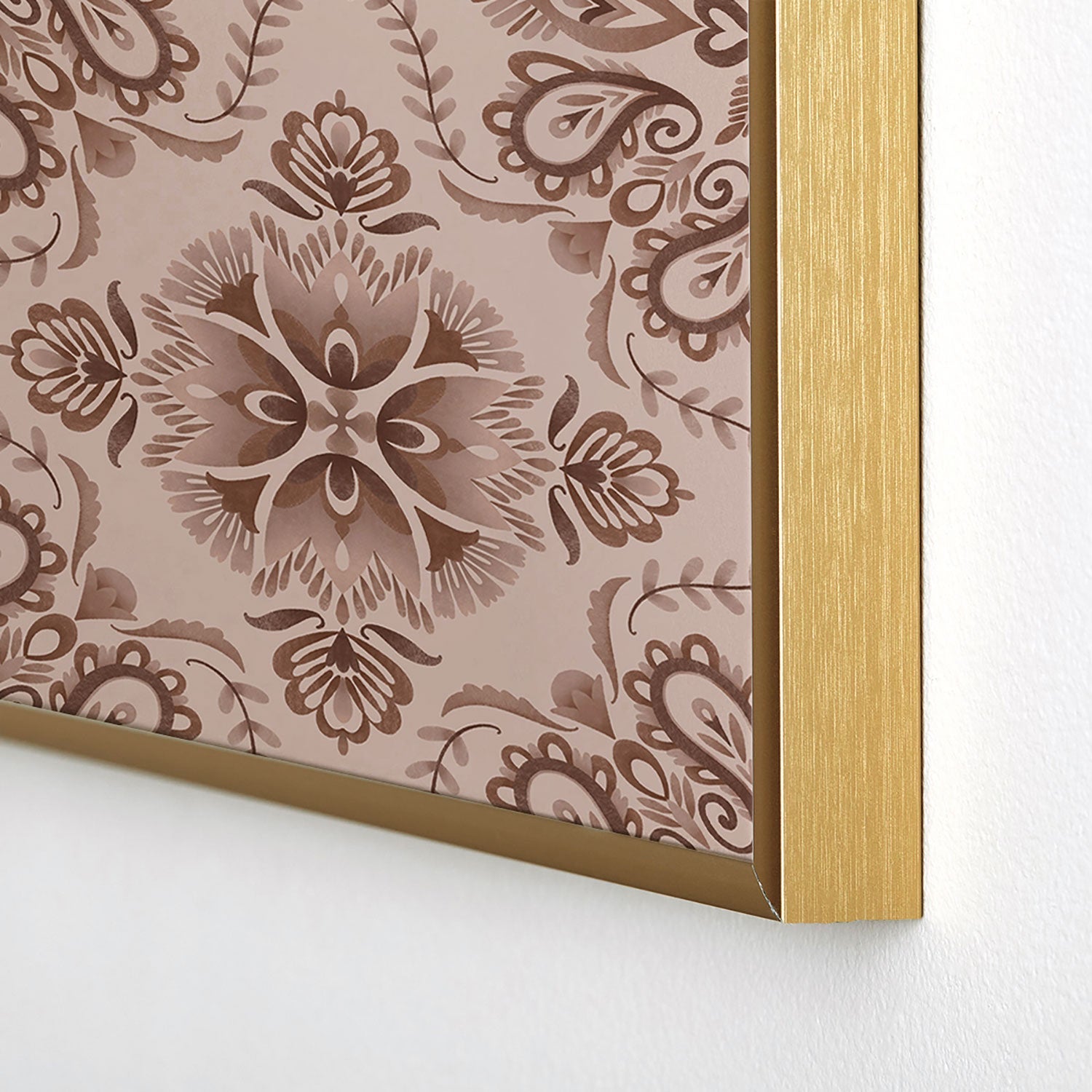 Pimlada Phuapradit Floral Tiles Light Brown Square Metal Framed Art Print