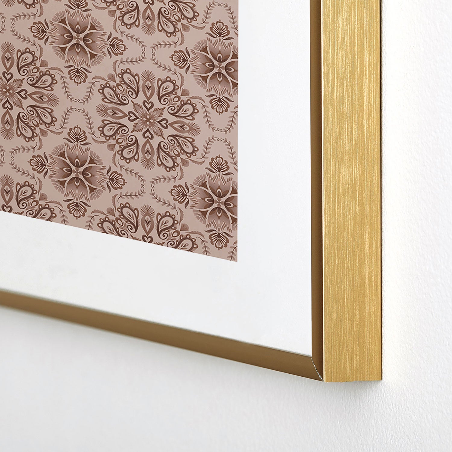 Pimlada Phuapradit Floral Tiles Light Brown Metal Framed Art Print