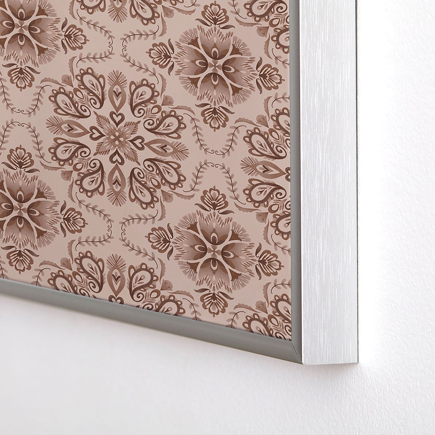Pimlada Phuapradit Floral Tiles Light Brown Square Metal Framed Art Print