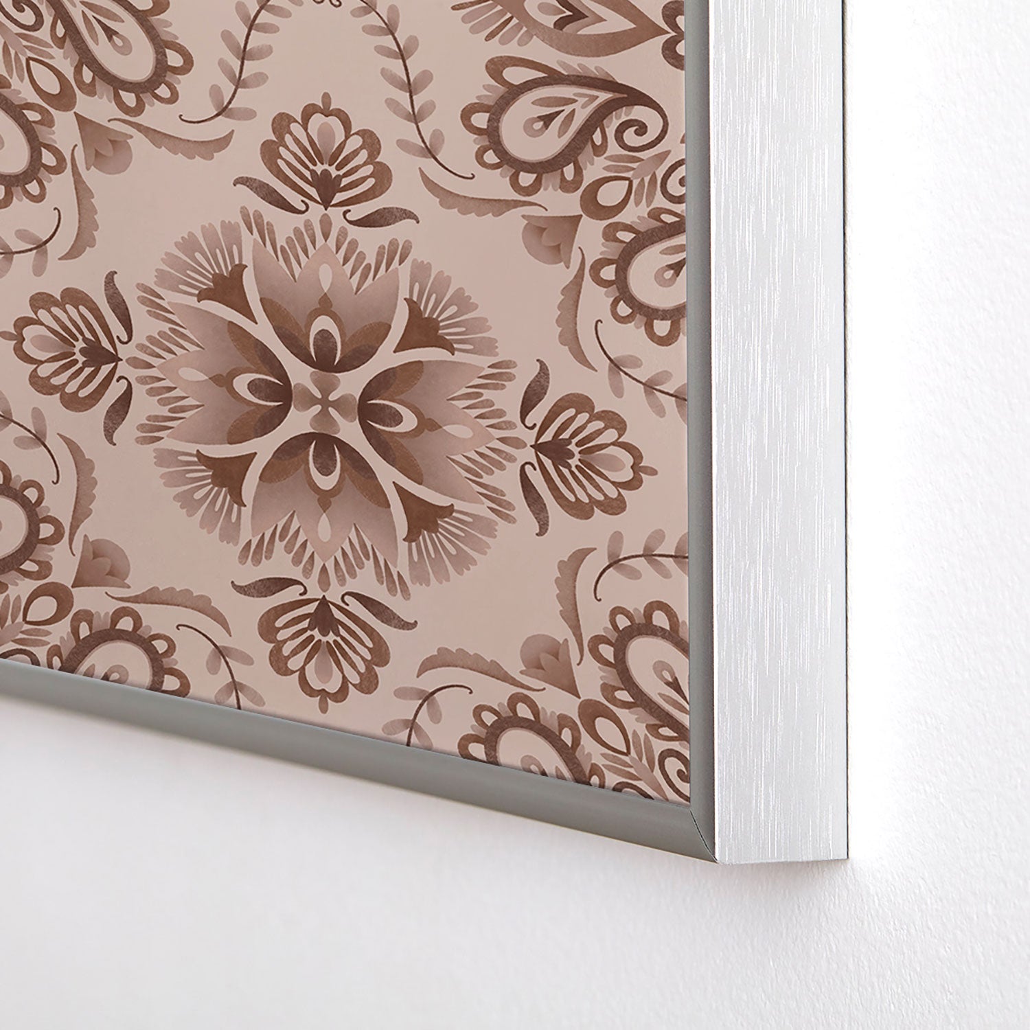 Pimlada Phuapradit Floral Tiles Light Brown Square Metal Framed Art Print