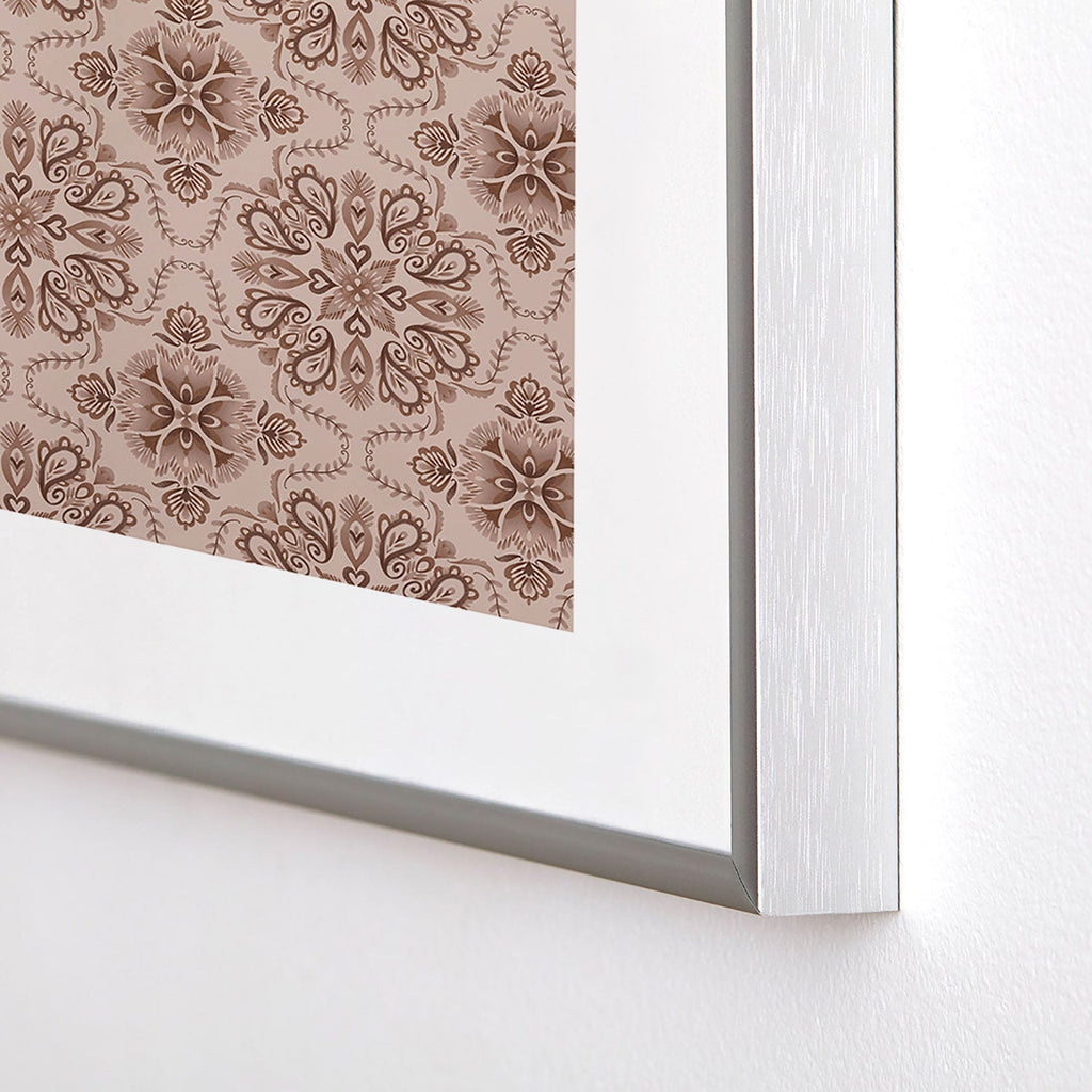 Pimlada Phuapradit Floral Tiles Light Brown Metal Framed Art Print