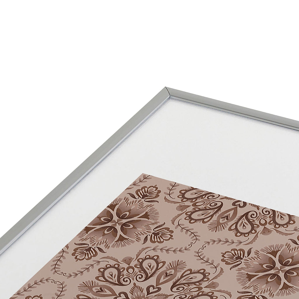 Pimlada Phuapradit Floral Tiles Light Brown Metal Framed Art Print