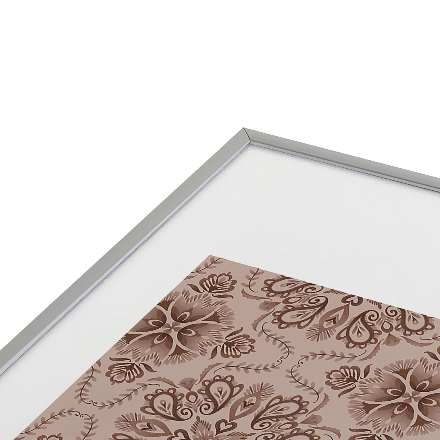 Pimlada Phuapradit Floral Tiles Light Brown Metal Framed Art Print