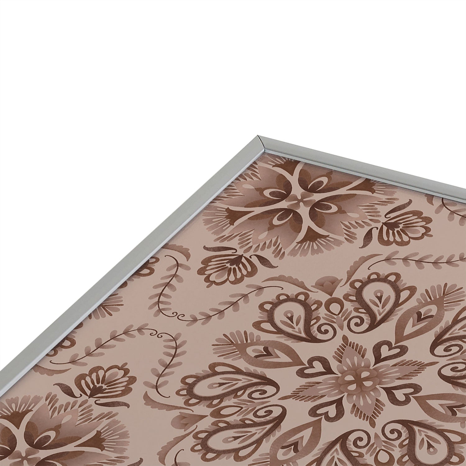 Pimlada Phuapradit Floral Tiles Light Brown Square Metal Framed Art Print