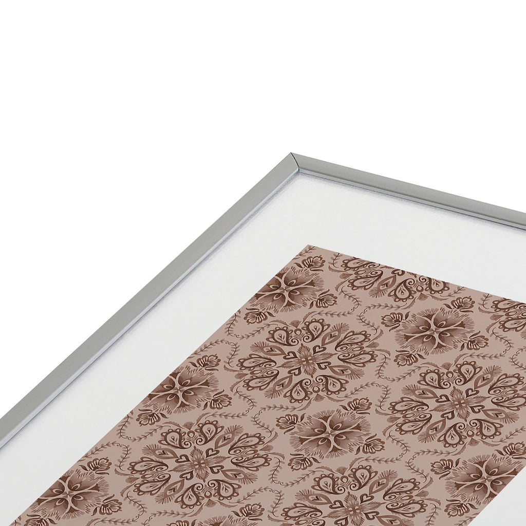 Pimlada Phuapradit Floral Tiles Light Brown Metal Framed Art Print
