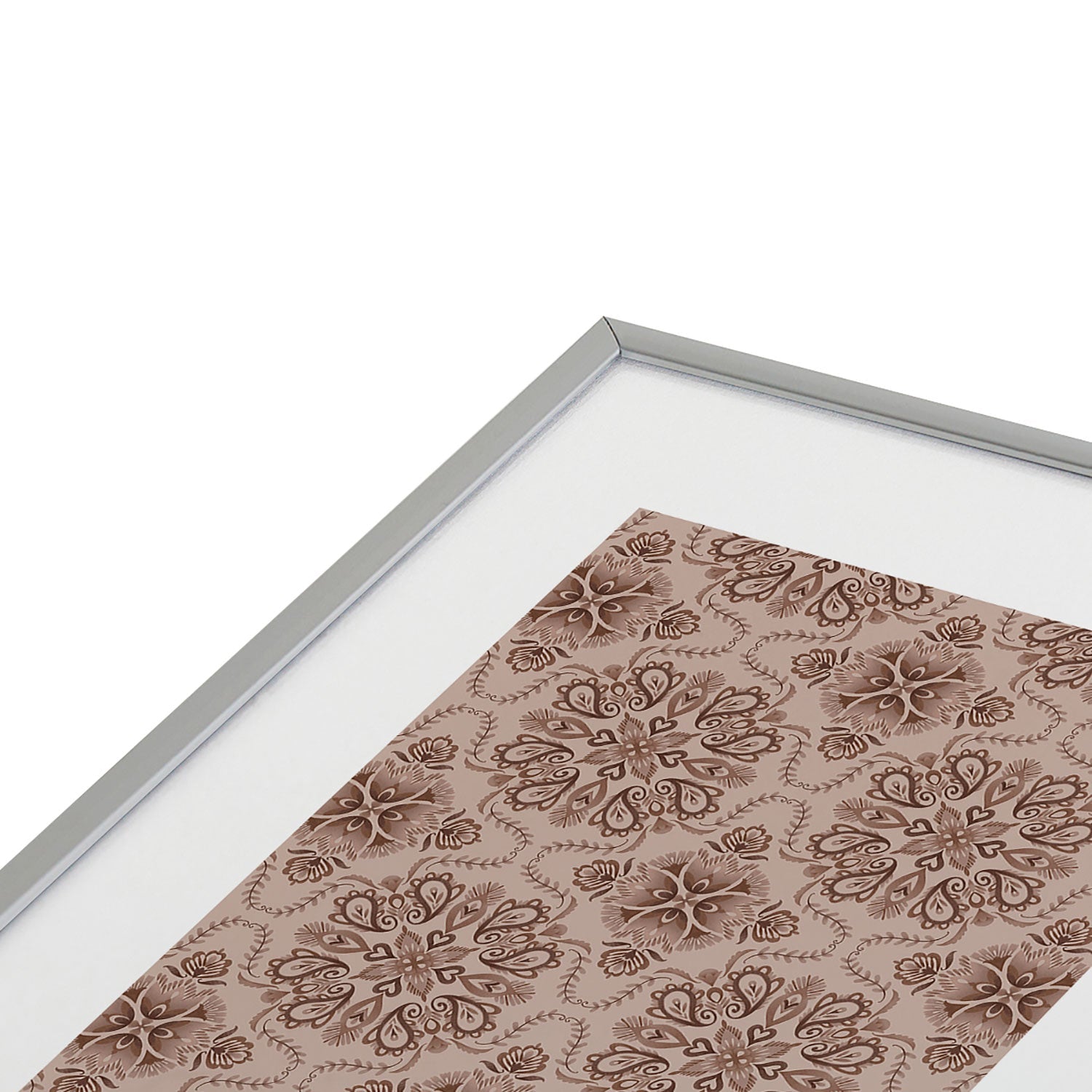 Pimlada Phuapradit Floral Tiles Light Brown Metal Framed Art Print