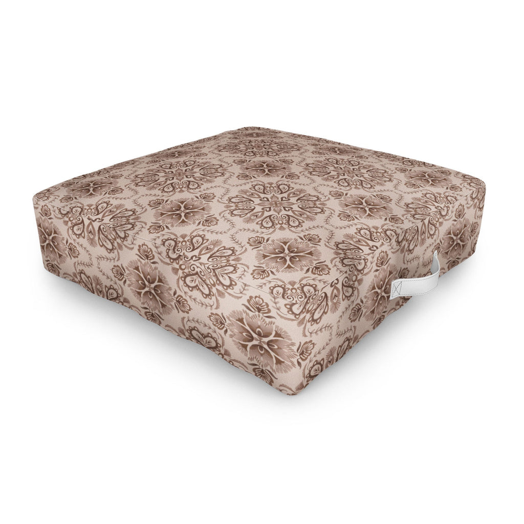 Pimlada Phuapradit Floral Tiles Light Brown Outdoor Floor Cushion