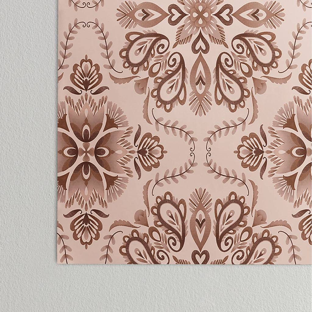 Pimlada Phuapradit Floral Tiles Light Brown Poster