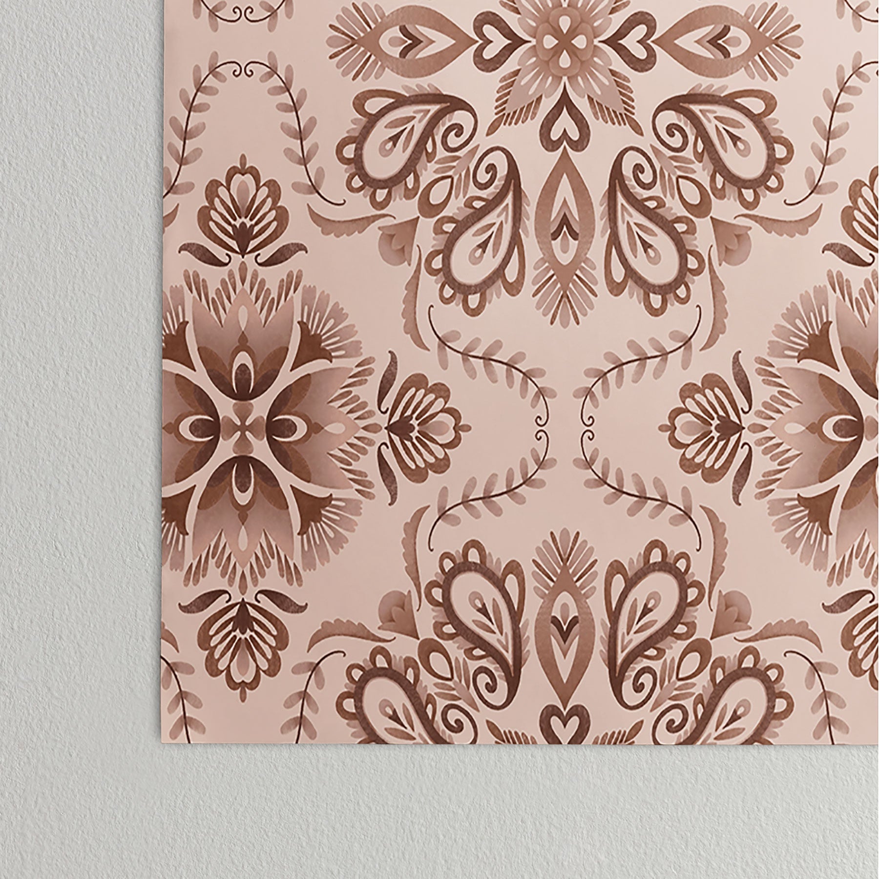 Pimlada Phuapradit Floral Tiles Light Brown Poster