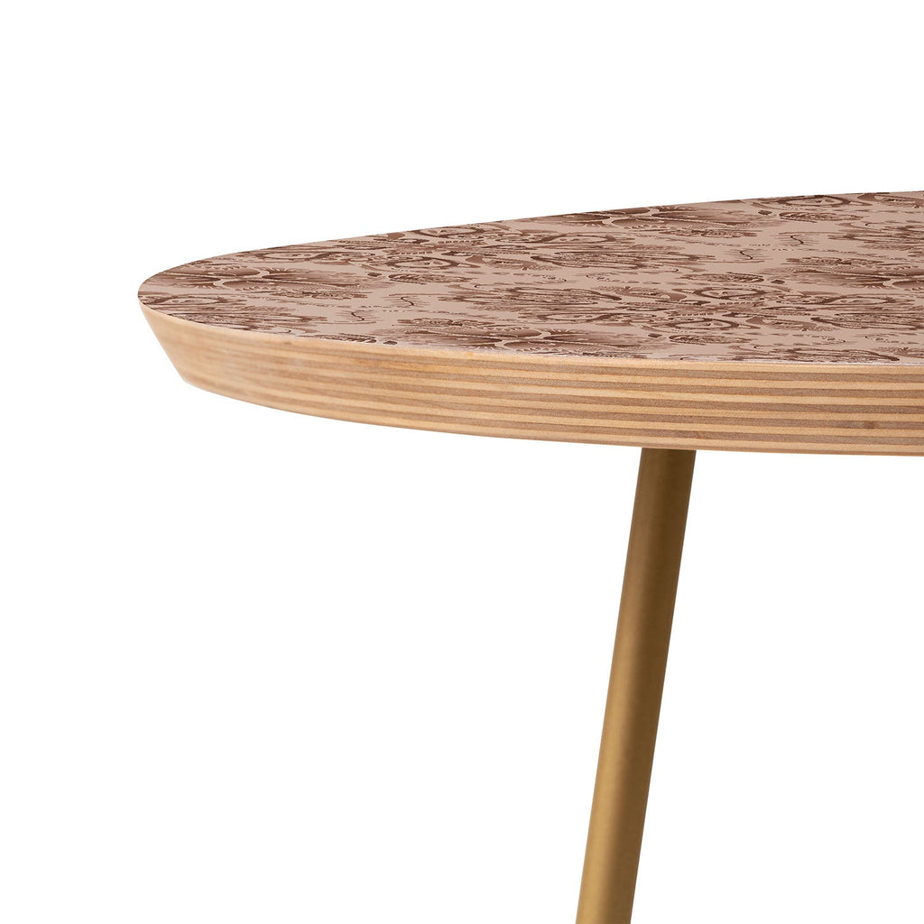 Pimlada Phuapradit Floral Tiles Light Brown Round Side Table