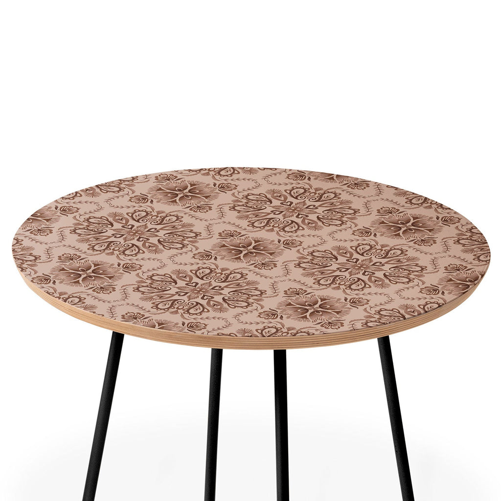 Pimlada Phuapradit Floral Tiles Light Brown Round Side Table