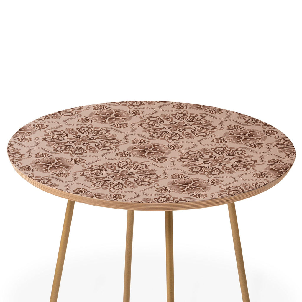 Pimlada Phuapradit Floral Tiles Light Brown Round Side Table