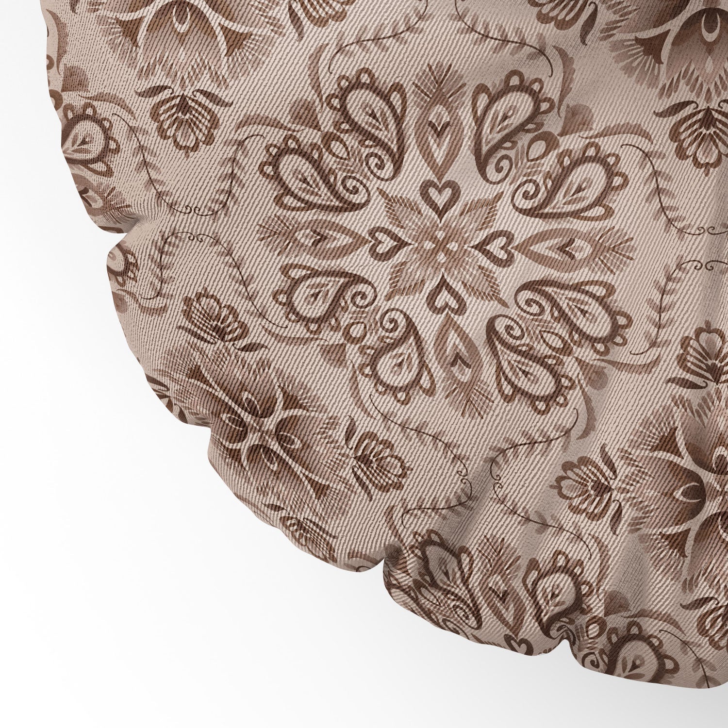 Pimlada Phuapradit Floral Tiles Light Brown Floor Pillow Round