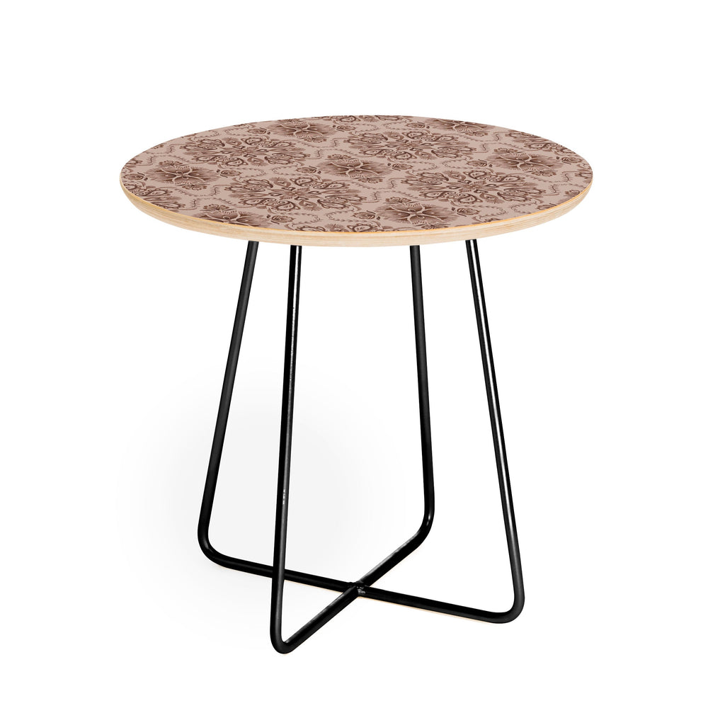 Pimlada Phuapradit Floral Tiles Light Brown Round Side Table