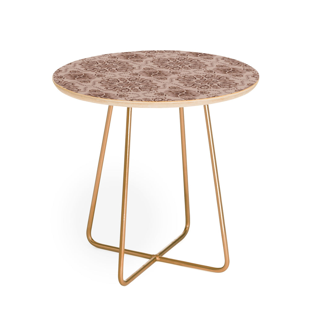 Pimlada Phuapradit Floral Tiles Light Brown Round Side Table