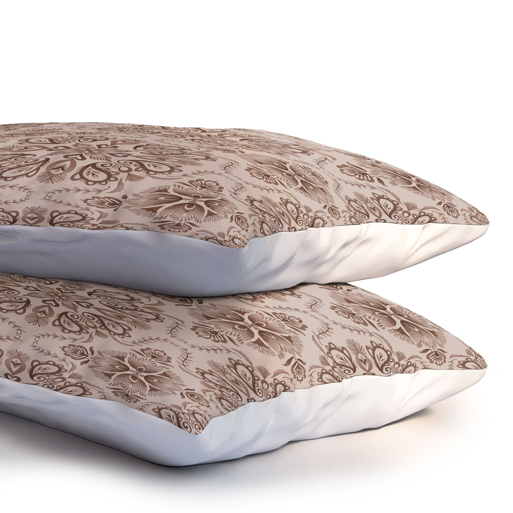 Pimlada Phuapradit Floral Tiles Light Brown Pillow Shams