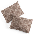 Pimlada Phuapradit Floral Tiles Light Brown Pillow Shams