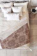 Pimlada Phuapradit Floral Tiles Light Brown Fleece Throw Blanket