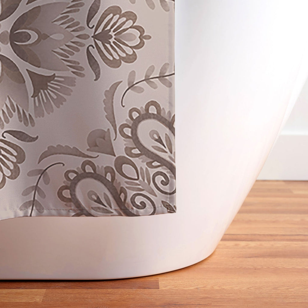 Pimlada Phuapradit Floral Tiles Light Brown Shower Curtain