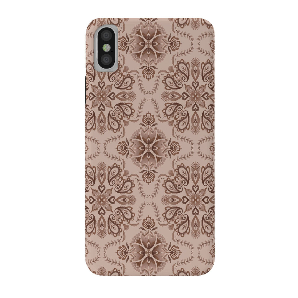 Pimlada Phuapradit Floral Tiles Light Brown Phone Case