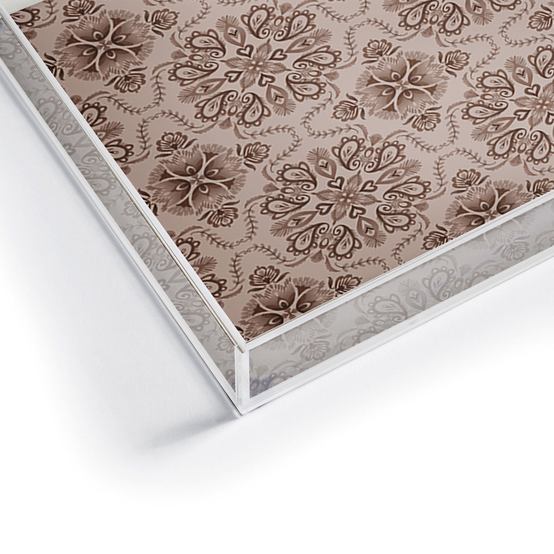 Pimlada Phuapradit Floral Tiles Light Brown Acrylic Tray