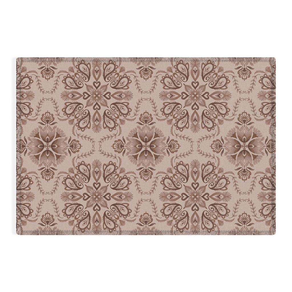 Pimlada Phuapradit Floral Tiles Light Brown Outdoor Rug