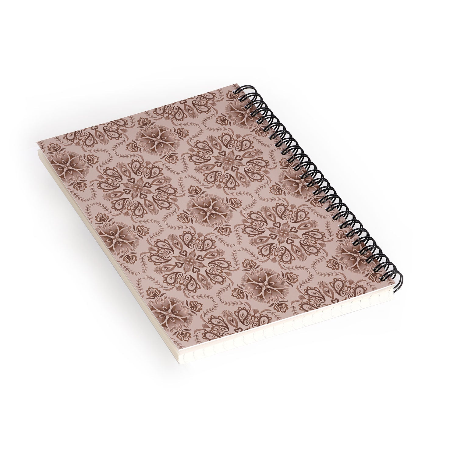 Pimlada Phuapradit Floral Tiles Light Brown Spiral Notebook