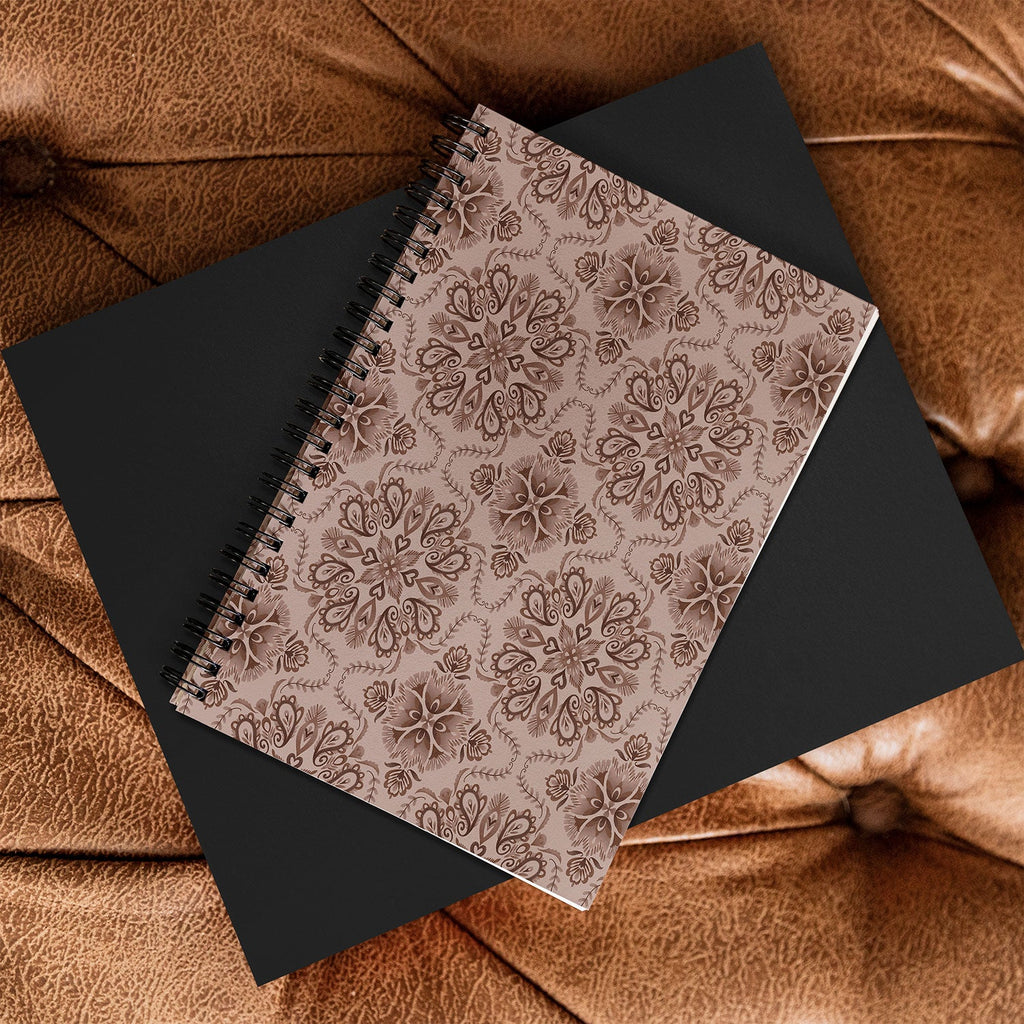 Pimlada Phuapradit Floral Tiles Light Brown Spiral Notebook