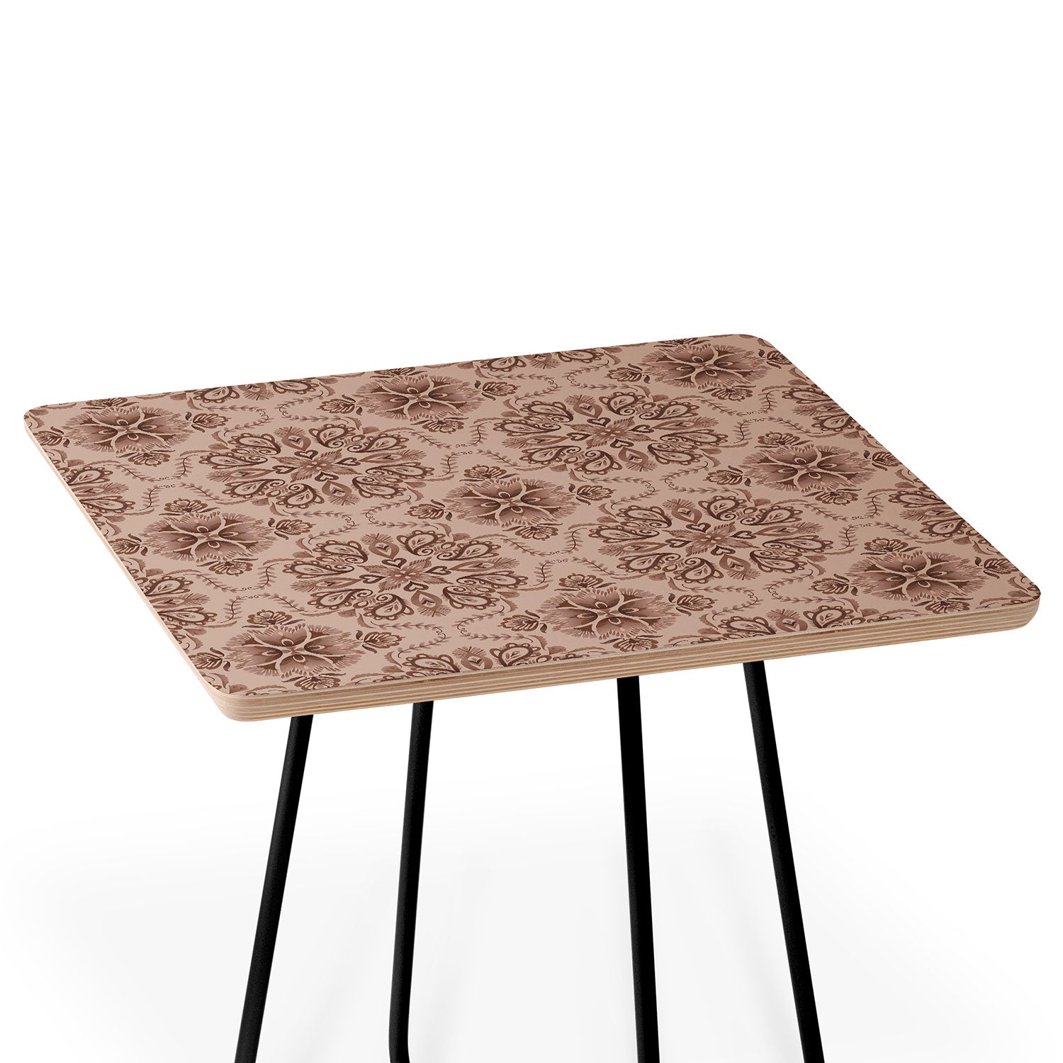 Pimlada Phuapradit Floral Tiles Light Brown Side Table