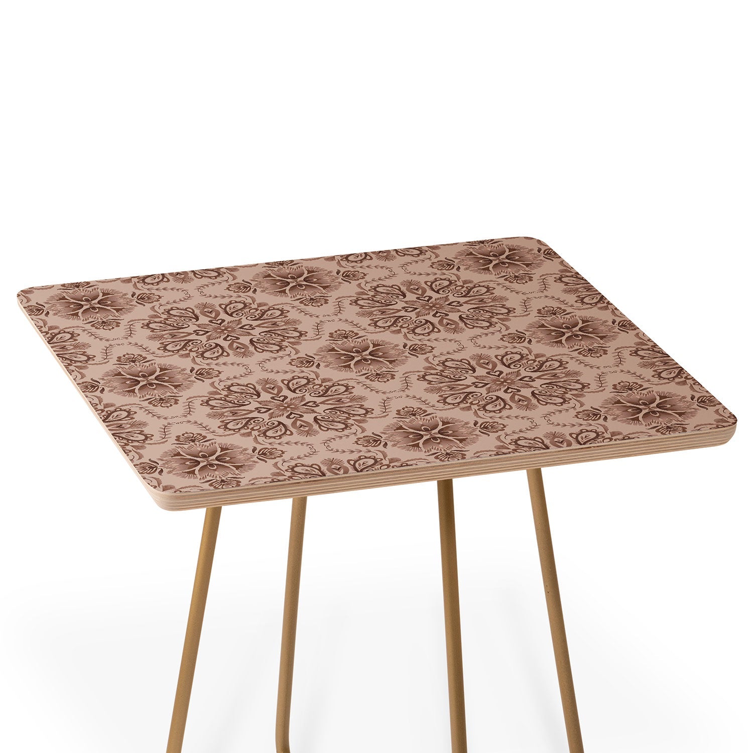 Pimlada Phuapradit Floral Tiles Light Brown Side Table