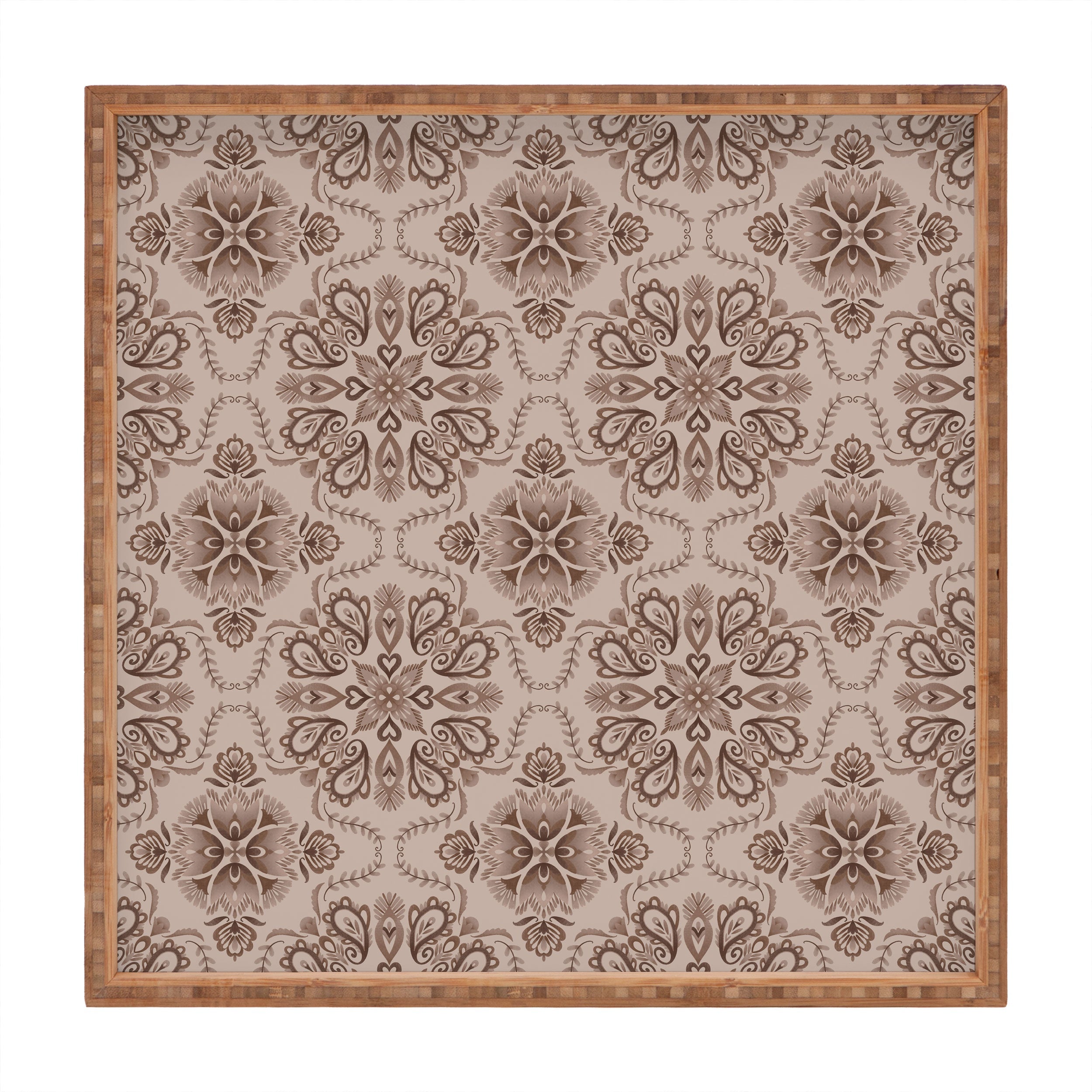 Pimlada Phuapradit Floral Tiles Light Brown Square Tray