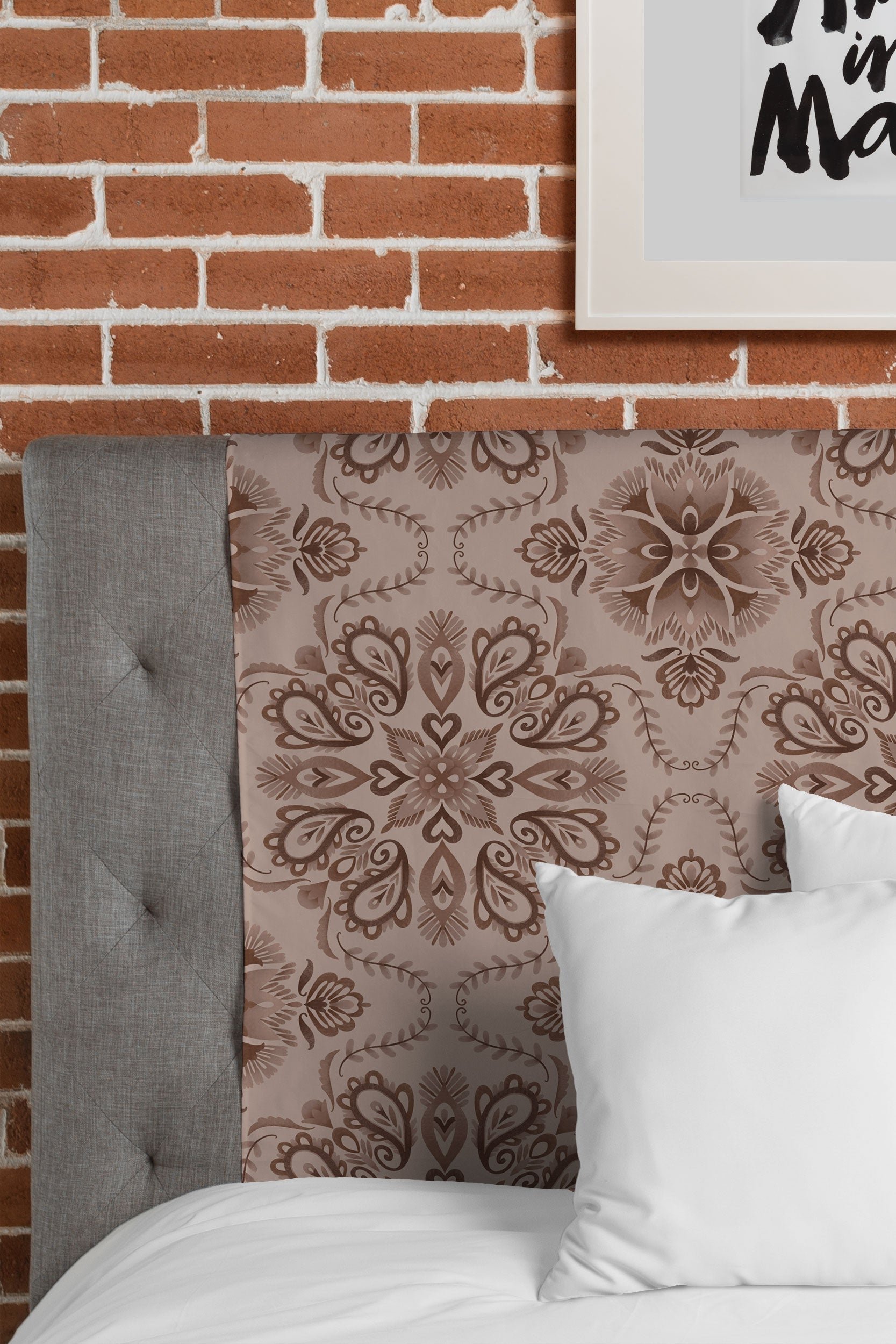 Pimlada Phuapradit Floral Tiles Light Brown Tapestry