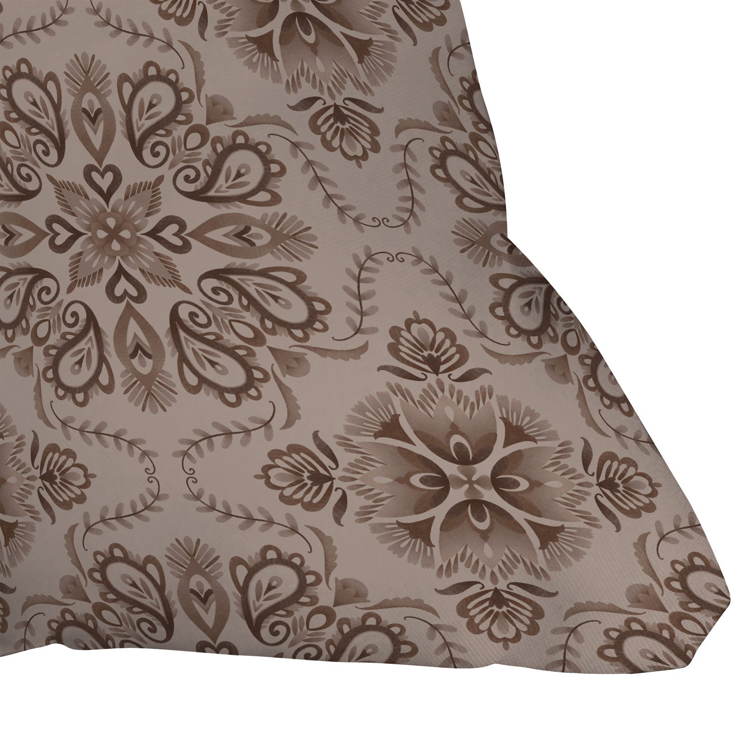 Pimlada Phuapradit Floral Tiles Light Brown Outdoor Throw Pillow