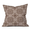 Pimlada Phuapradit Floral Tiles Light Brown Throw Pillow