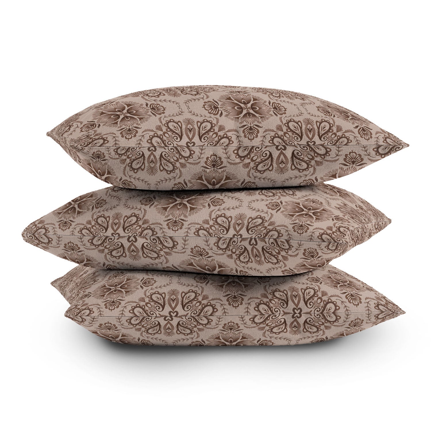 Pimlada Phuapradit Floral Tiles Light Brown Outdoor Throw Pillow