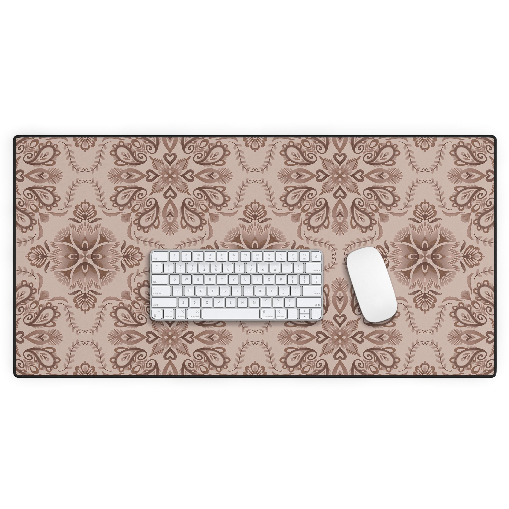 Pimlada Phuapradit Floral Tiles Light Brown Desk Mat