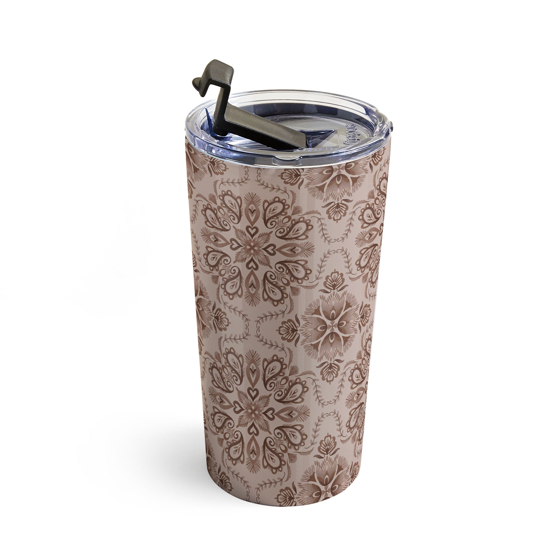 Pimlada Phuapradit Floral Tiles Light Brown Travel Mug