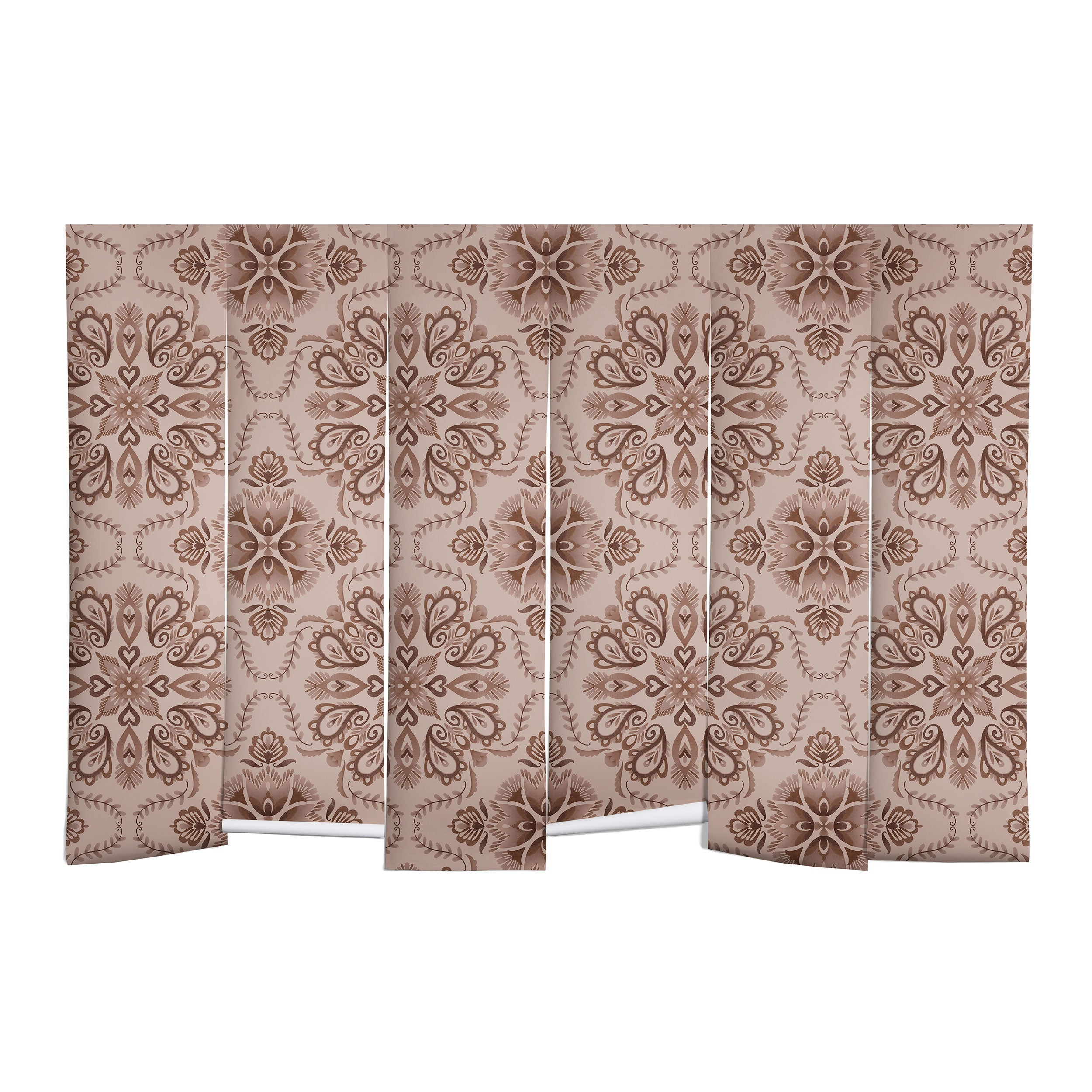 Pimlada Phuapradit Floral Tiles Light Brown Wall Mural