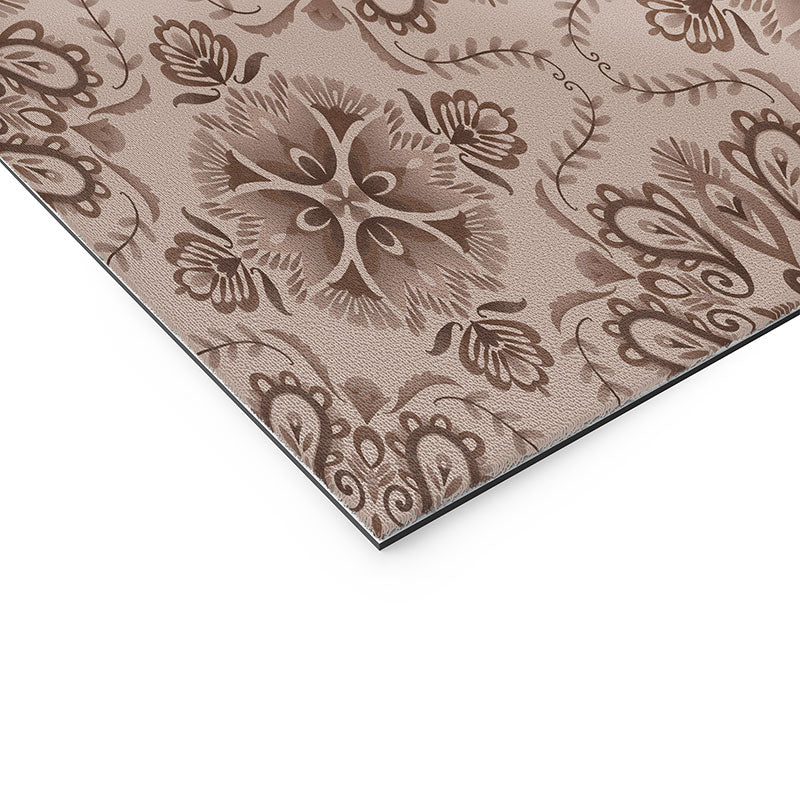 Pimlada Phuapradit Floral Tiles Light Brown Welcome Mat