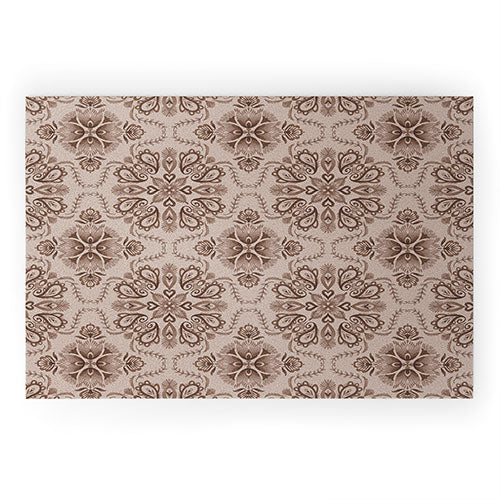 Pimlada Phuapradit Floral Tiles Light Brown Welcome Mat
