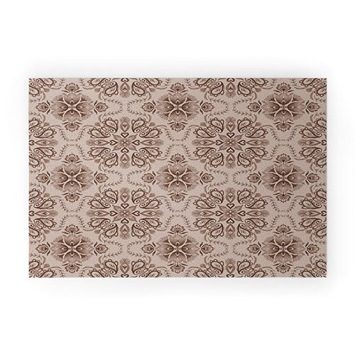 Pimlada Phuapradit Floral Tiles Light Brown Welcome Mat