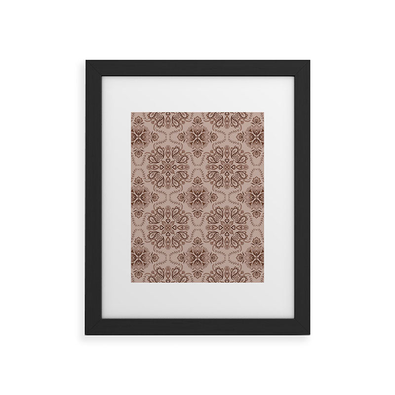 Pimlada Phuapradit Floral Tiles Light Brown Framed Art Print